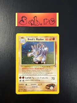 HP Condition Brock’s Rhydon Holo Rare Gym Heroes 2/132 Pokemon Card - Image 1