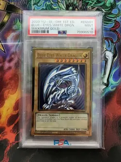 Yu-Gi-Oh! PSA 9 Blue-Eyes White Dragon MAGO-EN001 1st Edition Maximum Gold Mint - Image 1