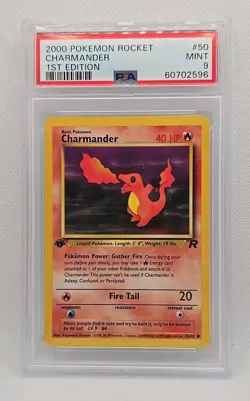 2000 Pokemon Charmander 1st Edition #50/82 Team Rocket PSA 9 Mint 60702596 - Image 1