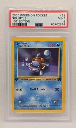 2000 Pokemon Team Rocket 1st Edition Squirtle #68/82 PSA 9 MINT 60702614 - Image 1