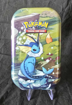 Pokemon Scarlet & Violet Prismatic Evolutions Mini Tin Vaporeon DAMAGED TIN - Image 1