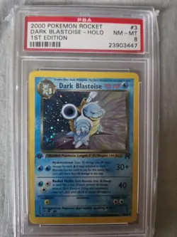 Pokemon Dark Blastoise TCG Team Rocket Holo Card 3/82 1st Edition PSA 8 - Image 1