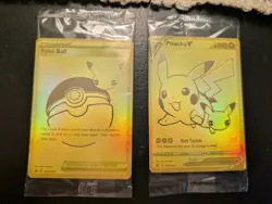 POKEMON CELEBRATIONS UPC GOLD PROMO POKEBALL & PIKACHU V SET SWSH146 & SWSH145 C - Image 1