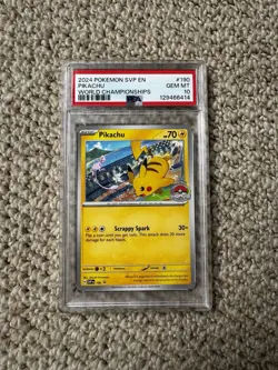 2024 Pokemon Pikachu #190 SVP World Championship Promo PSA 10 GEM MINT 129466414 - Image 1