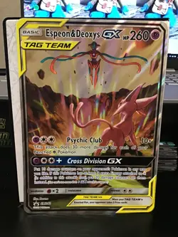 Espeon & Deoxys GX Tag Team Pokemon Black Star Promo SM240 Jumbo - Image 1