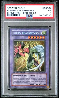 PSA 1 Elemental Hero Collection Flame Wingman EHC1-EN004 Secret Rare YUGIOH - Image 1