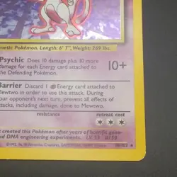 MEWTWO 10/102 - Holo RARE - VINTAGE WOTC POKEMON CARD - BASE SET - LP/P - Image 4
