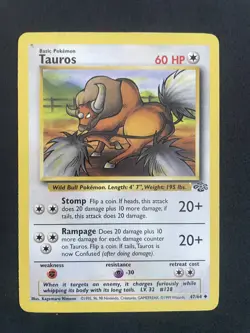 Tauros 47/64 | Base Set Jungle | Non Holo Pokemon Card - Image 1