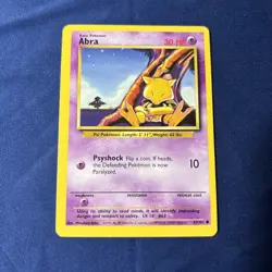 Abra 43/102 Base Set Pokemon Card Miscut Off Center OFC Error alignment dot - Image 1
