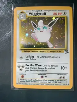 Pokemon TCG Wigglytuff Base Set 2 Holo Rare Card 19/130 Swirls LP+ - Image 1