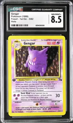 CGC 8.5 Gengar 1999 Fossil 1st Edition 5/62 Holo Pokemon Card NM/MINT+ psa - Image 1