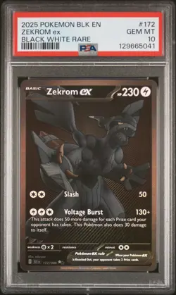 2025 POKEMON BLK EN-BLACK BOLT BLACK WHITE RARE #172 ZEKROM EX PSA 10 - Image 1