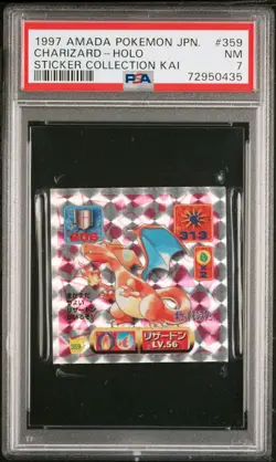 1997 AMADA POKEMON JAPANESE STICKER COLLECTION KAI #359 CHARIZARD STICKER PSA 7 - Image 1