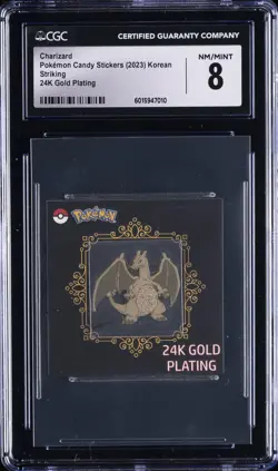 2023 POKEMON CANDY STICKERS: KOREAN STRIKING 24K GOLD PLATING CHARIZARD CGC 8 - Image 1