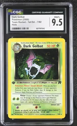 CGC 9.5 MINT+ Dark Golbat Team Rocket 1st Edition 7/82 Holo Pokemon Card - Image 1