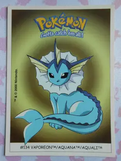AQUALI / VAPOREON #134 - DUNKIN BOOMER 2000 - CARTE POKEMON - TRES BON ETAT - Image 1