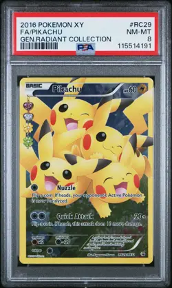 2016 POKEMON XY GENERATIONS RADIANT COLL #RC29 FULL ART/PIKACHU PSA 8 - Image 1