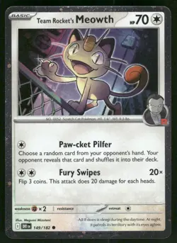 Team Rocket's Meowth (Cosmos Holo) 149/182 Common Holo NM Pokemon Miscellaneous - Image 1