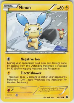 Pokemon Minun 40/108 Dark Explorers Common NM - Image 1