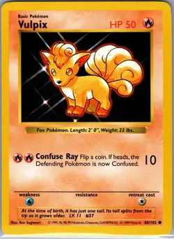 Vulpix 68/102 Base Set (Shadowless) - Pokemon Card - LP - Image 1
