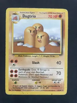 Pokemon WOTC Dugtrio Non Holo Card Base Set 19/102 MP - Image 1