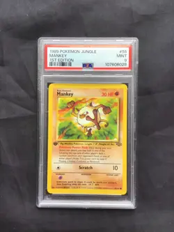 Pokemon Cards: Jungle 1st Edition Common: Mankey 55/64 PSA 9 - Image 1