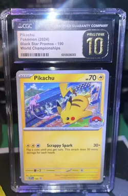 Pikachu Black Star Promo 190 CGC Pristine 10 World Championship 2023 Pokemon Car - Image 1