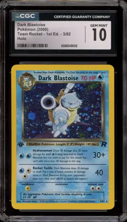 Pokemon Dark Blastoise Team Rocket 1st Edition Holo Rare #3 CGC 10 Gem Mint - Image 1