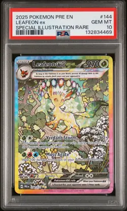 2025 POKEMON PRE EN-PRISMATIC EVOLUTIONS #144 LEAFEON EX PSA 10 - Image 1