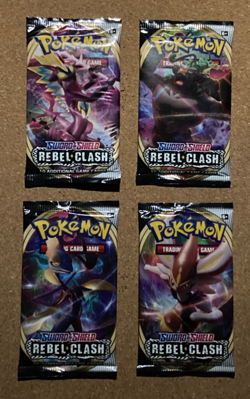 Sealed Pokemon Booster Packs Sword and Shield: Rebel Clash Full Art Set of 4 - Image 1