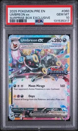 2025 POKEMON PRE EN-PRISMATIC EVOLUTIONS SURPRISE BOX UMBREON EX PSA 10 #603 - Image 1