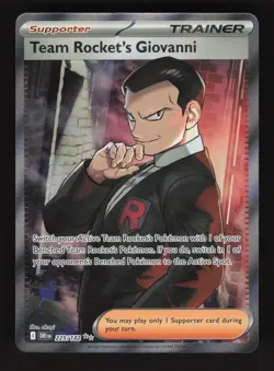 Team Rocket's Giovanni 225/182 Pokemon Destined Rivals Holo Full Art Card - Image 1