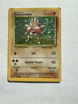 HItmonchan 7/102 Base Set Holo Rare Vintage 1999 Pokemon Card - Image 1