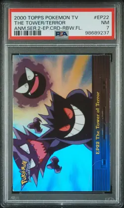2000 TOPPS POKEMON TV ANIMATION SER 2 EPISODE CARDS THE TOWER OF TERROR PSA 7 - Image 1