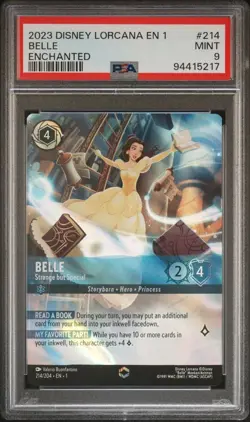2023 Disney Lorcana EN 1 - The First Chapter Belle Enchanted 214 PSA 9 - Image 1