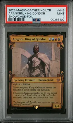 PSA 9 MTG Tales of Middle Earth LTR Aragorn, King of Gondor #448 SHOWCASE Foil - Image 1