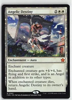 Magic the Gathering Foundations Non Foil Mythic #565 Angelic Destiny - Image 1
