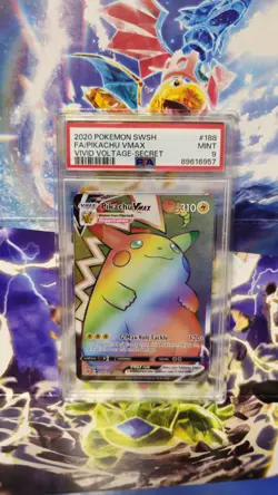 Pokemon Pikachu VMAX | 188/185 | Vivid Voltage | Rainbow Full Art | PSA 9 - Image 1