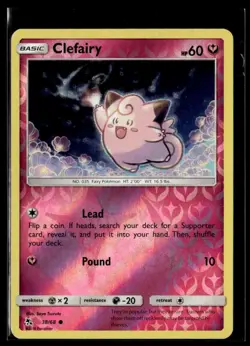 2019 SUN & MOON HIDDEN FATES CLEFAIRY 38/68 REVERSE HOLO - Image 1
