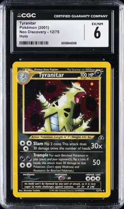 2001 POKEMON NEO DISCOVERY HOLO #12/75 TYRANITAR CGC 6 - Image 1