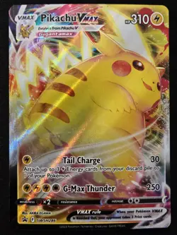 ERROR OFF CENTER Pikachu VMAX SWSH286 Black Star Promos Full Art Holo Pokemon NM - Image 1