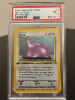 Ditto 1st Edition Holo Fossil 3/62 Pokemon 1999 PSA 9 - Image 1