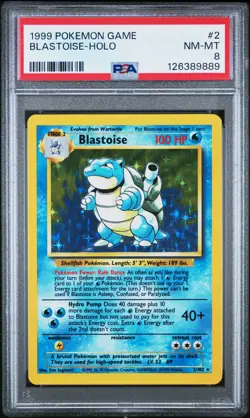 1999 POKEMON GAME #2 BLASTOISE-HOLO PSA 8 - Image 1