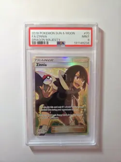 2018 POKEMON SUN & MOON Dragon Majesty ZINNIA #70 PSA 9 - Image 1