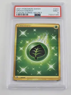 2021 POKEMON SWORD & SHIELD FUSION STRIKE SECRET #283 GRASS ENERGY PSA 9 - Image 1