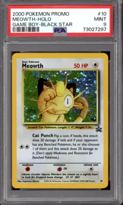 Pokemon WOTC Black Star Promo Game Boy Meowth 10 PSA 9 - Image 1