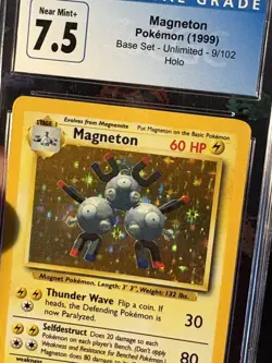 Pokemon Cards Magneton 9/102 Holo Rare Base Set UNLIMITED - CGC 7.5 Near Mint+ - Image 2