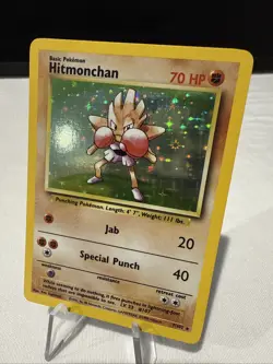 Pokemon TCG Hitmonchan Base Set Holo Unlimited Rare Card 7/102 LP-NM Condition - Image 1
