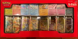 Pokemon Prismatic Evolutions 8 Mini-Tins w Promo Cards Costco 2-pack IN HAND - Image 1