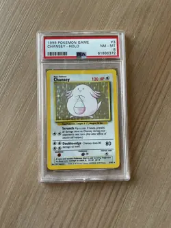 Pokemon TCG Chansey Base Set 3/102 Holo Unlimited Holo Rare PSA 8 Near Mint-Mint - Image 1